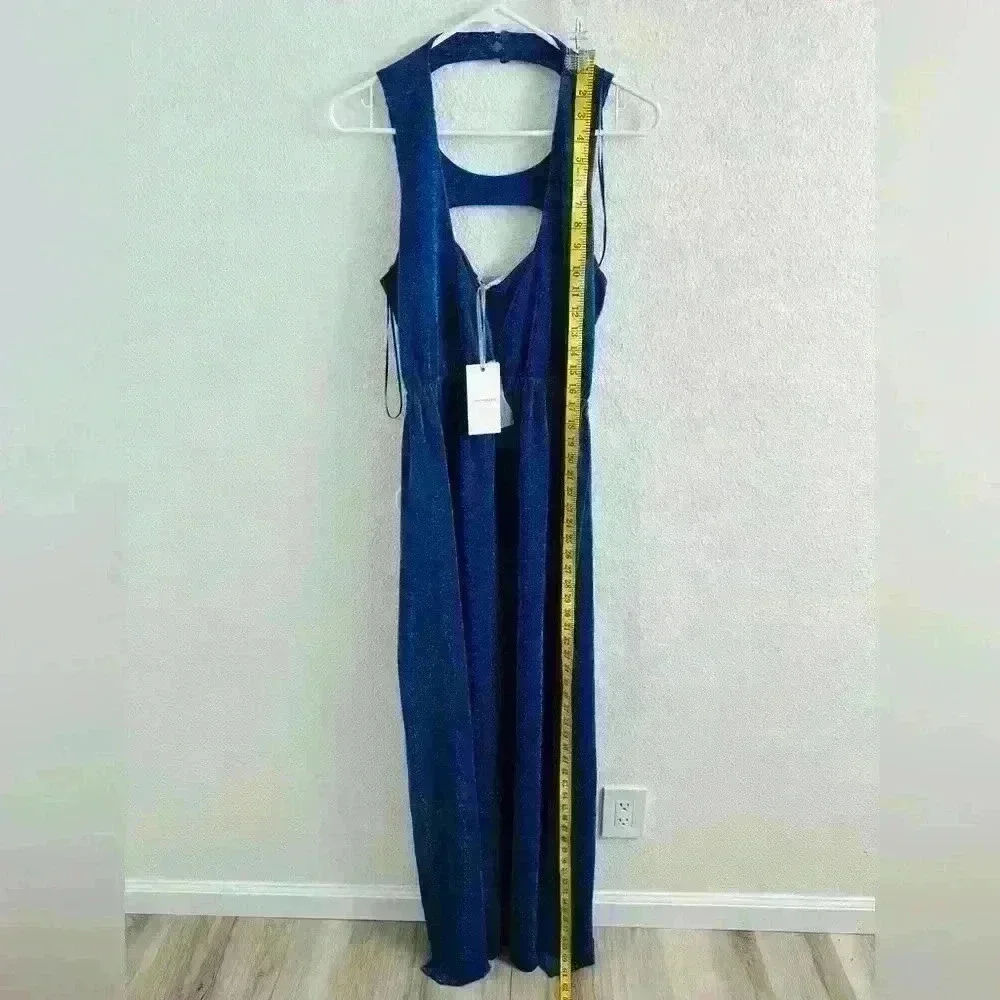 CRISTINAEFFE Sleeveless Sparkly Blue Formal Maxi Dress Size 42 or US size 8 - Picture 7 of 14